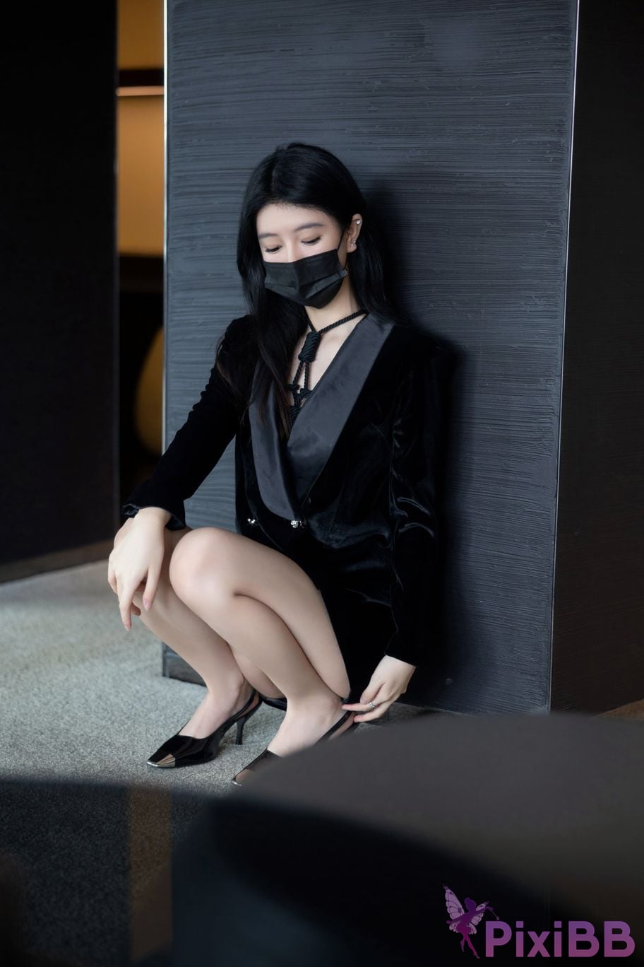 XR Uncensored Xie Xiaoan R18 XIUREN model Black rope bondage PixiBB.COM 003.JPEG