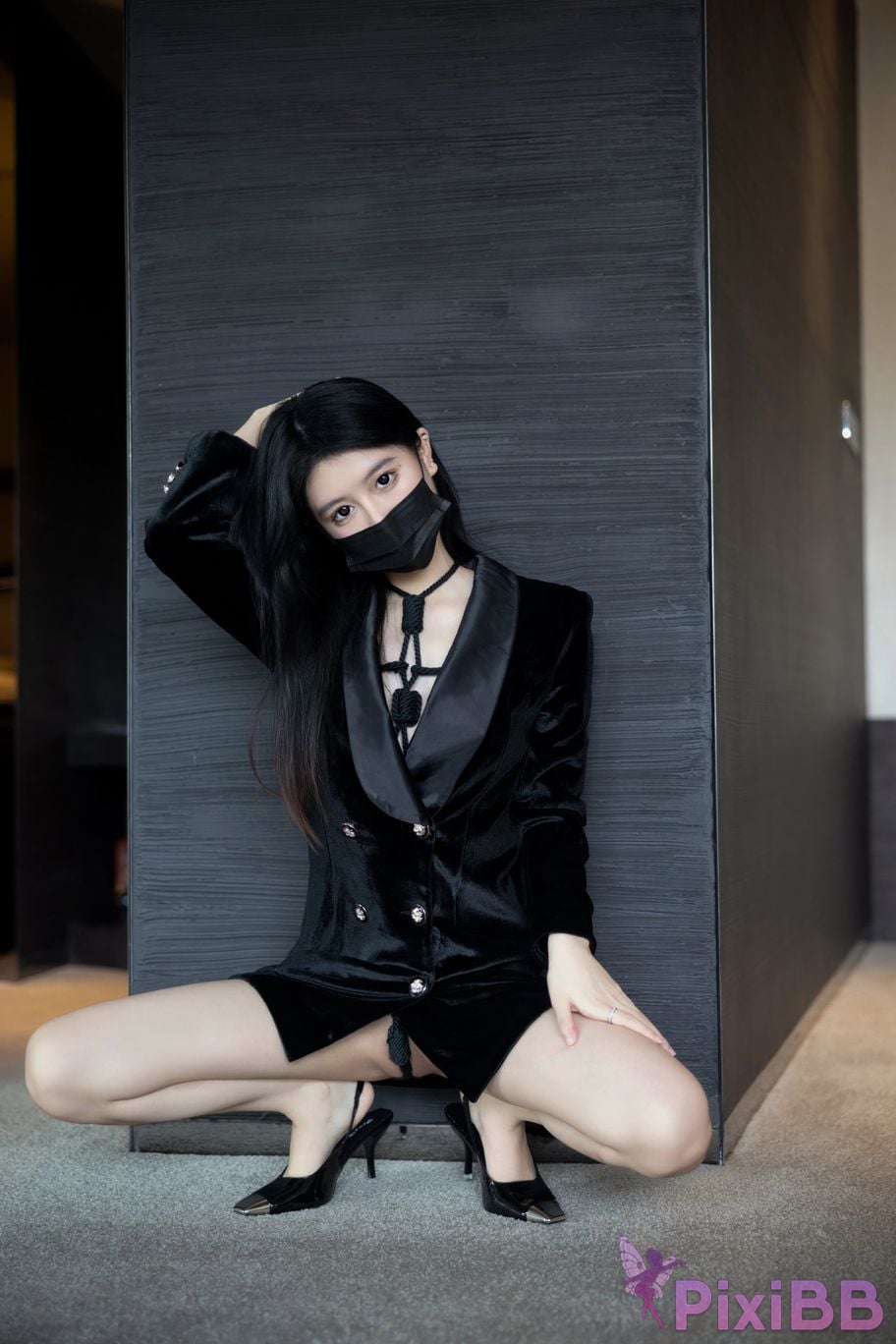 XR Uncensored Xie Xiaoan R18 XIUREN model Black rope bondage PixiBB.COM 005.JPEG