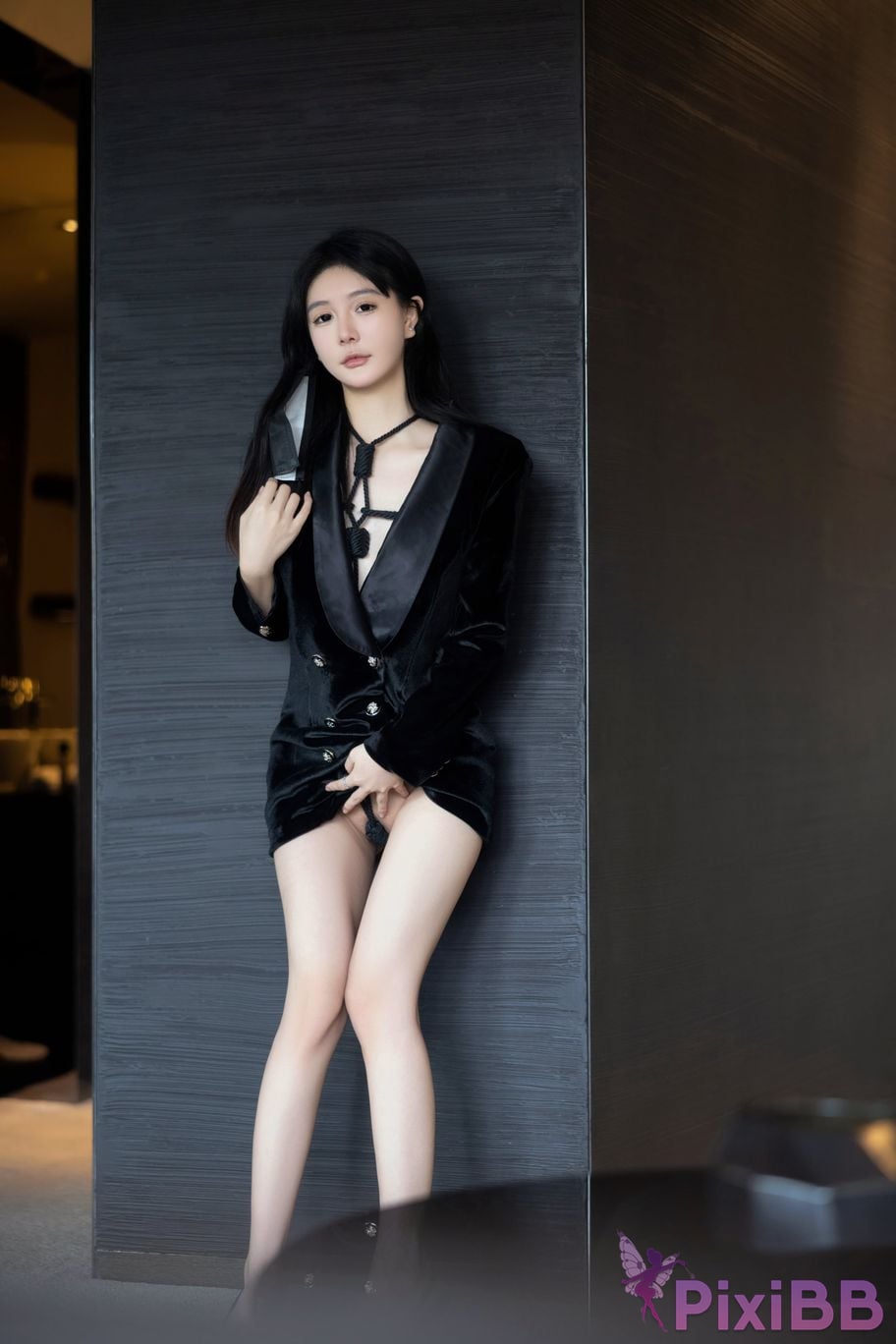 XR Uncensored Xie Xiaoan R18 XIUREN model Black rope bondage PixiBB.COM 013.JPEG