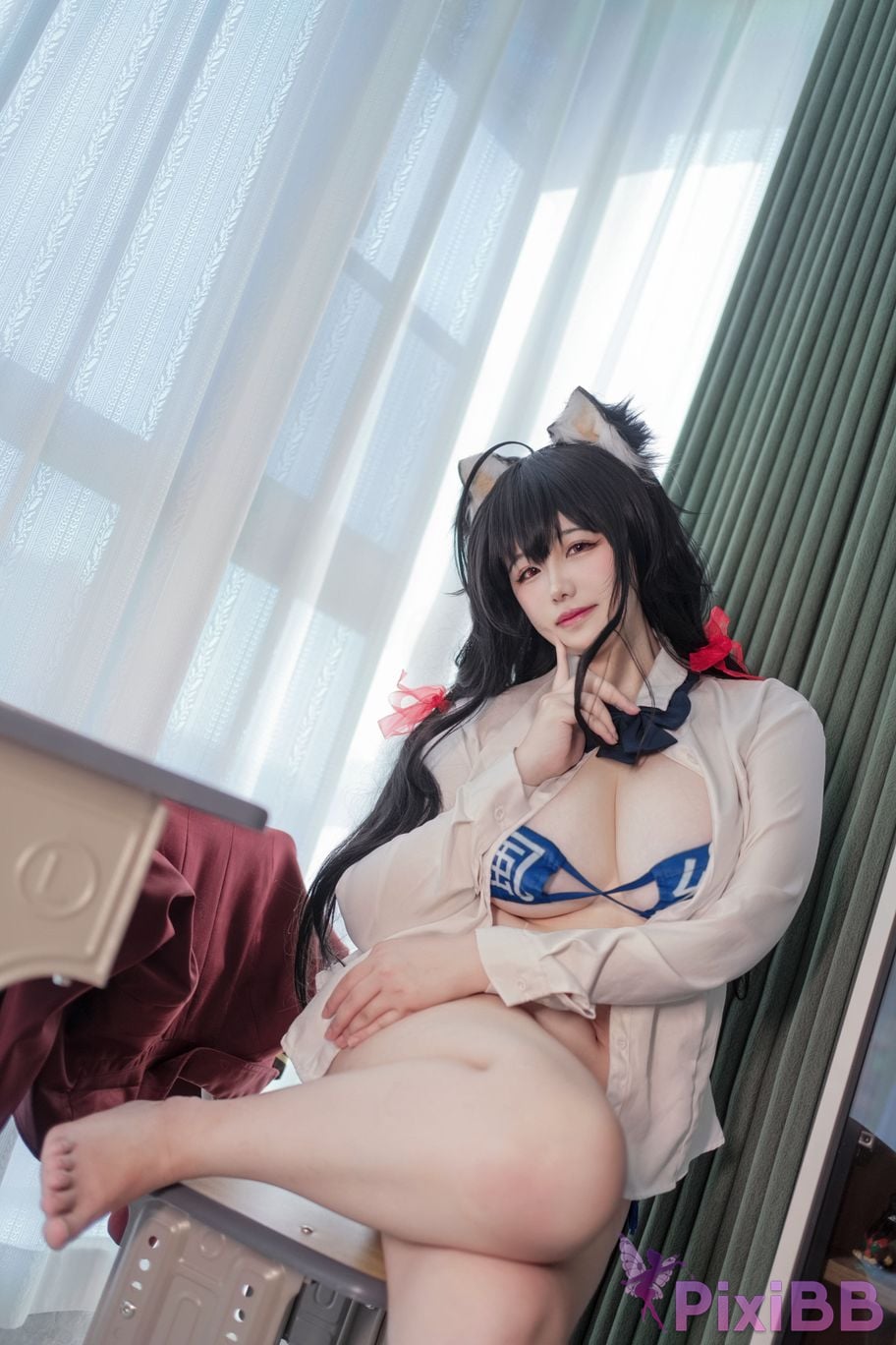 Cosplayer Ah Ban is very happy today azur lane Dafeng jk PixiBB.COM 039