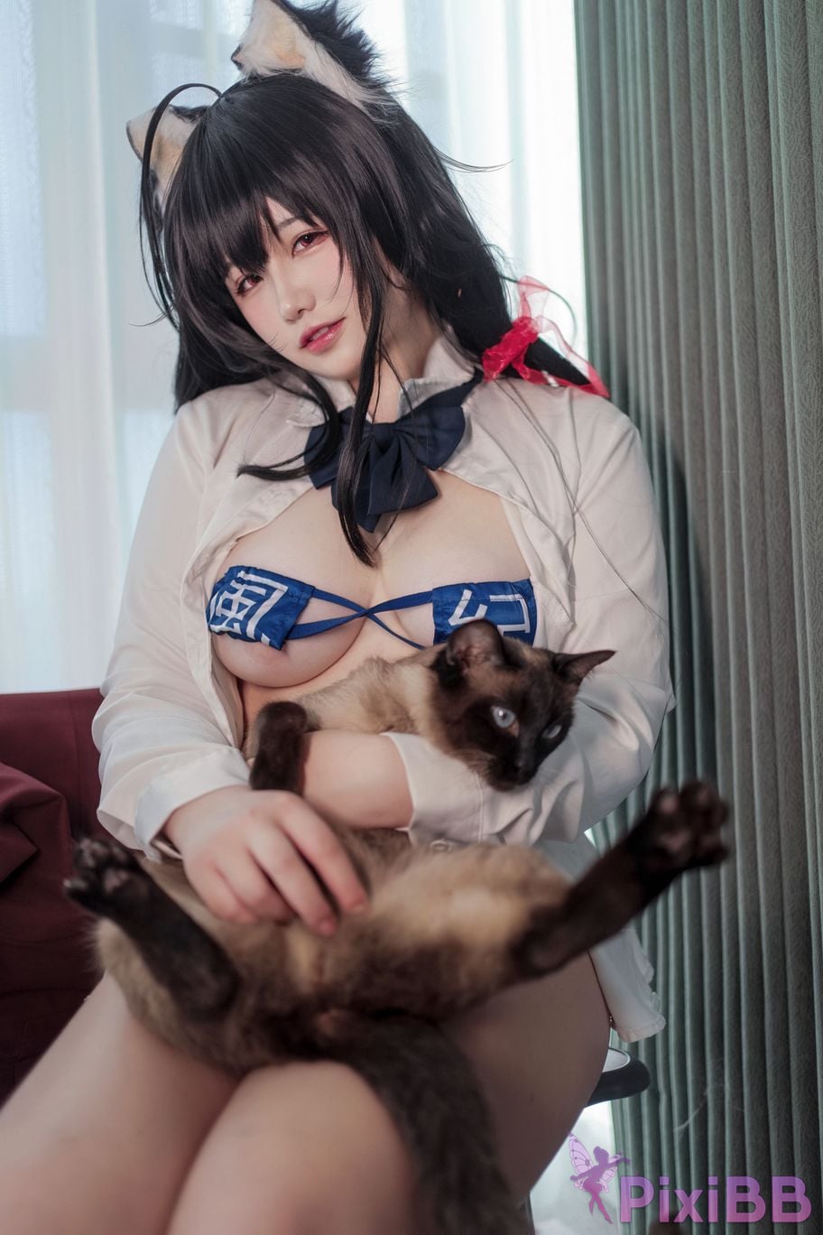 Cosplayer Ah Ban is very happy today azur lane Dafeng jk PixiBB.COM 044