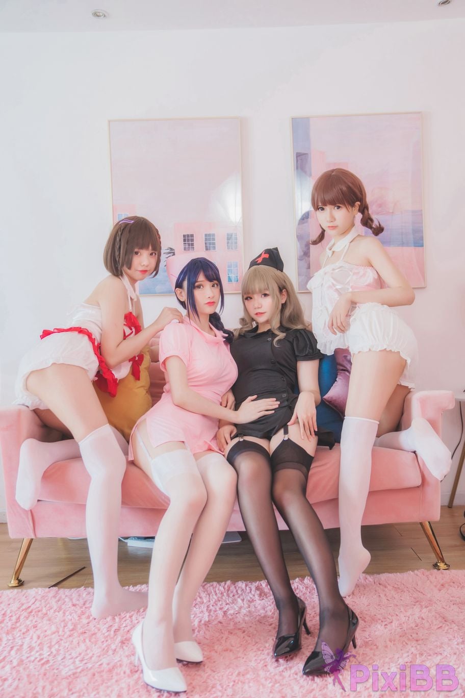 Cosplayer Yoko Zhai Xia Ono platinum Saki front feather rr Four people in pairs with girlfriends PixiBB.COM 069