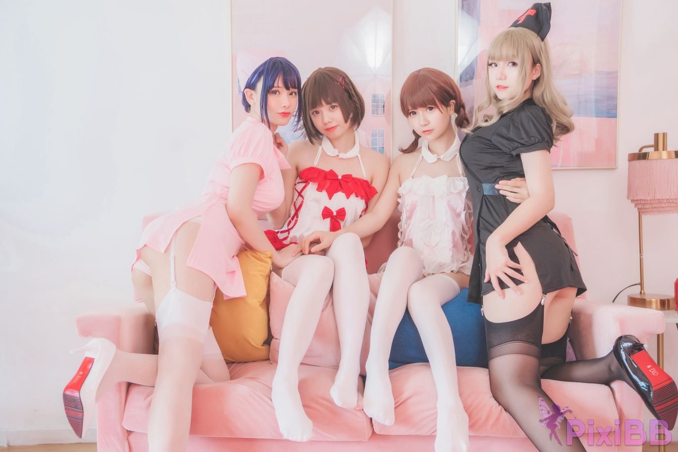 Cosplayer Yoko Zhai Xia Ono platinum Saki front feather rr Four people in pairs with girlfriends PixiBB.COM 070