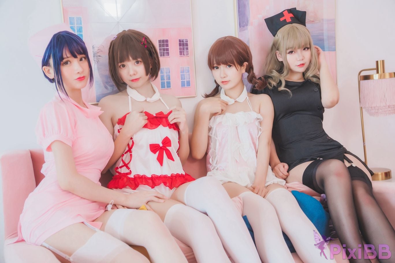 Cosplayer Yoko Zhai Xia Ono platinum Saki front feather rr Four people in pairs with girlfriends PixiBB.COM 073