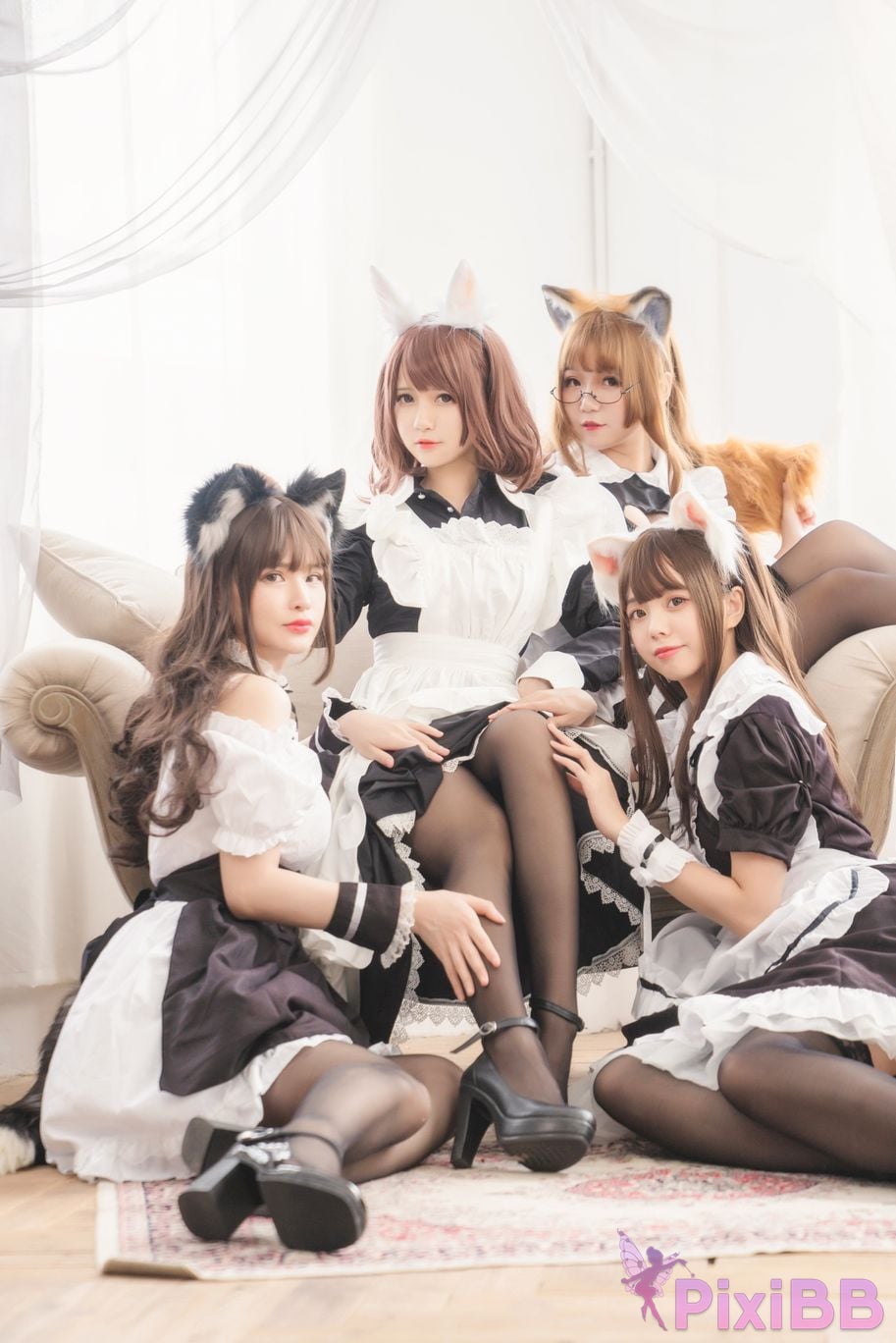 Cosplayer Yoko Zhai Xia Ono platinum Saki front feather rr Four people in pairs with girlfriends PixiBB.COM 088