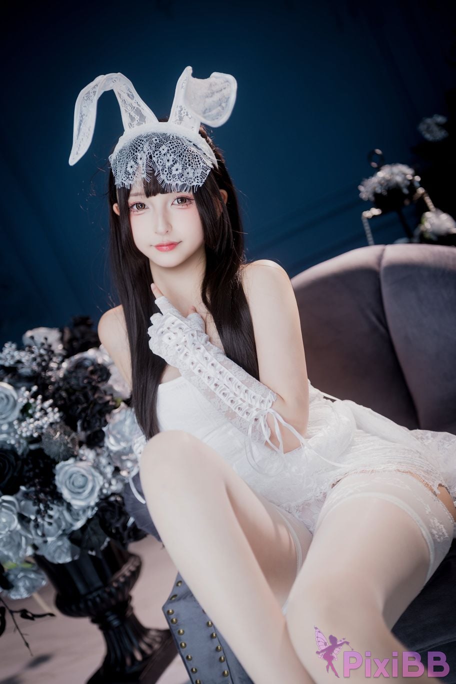Cosplayer Kagurazaka Midwinter white gauze fantasy PixiBB.COM 002