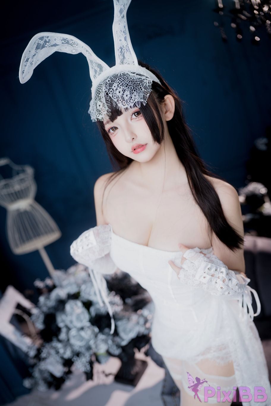 Cosplayer Kagurazaka Midwinter white gauze fantasy PixiBB.COM 040