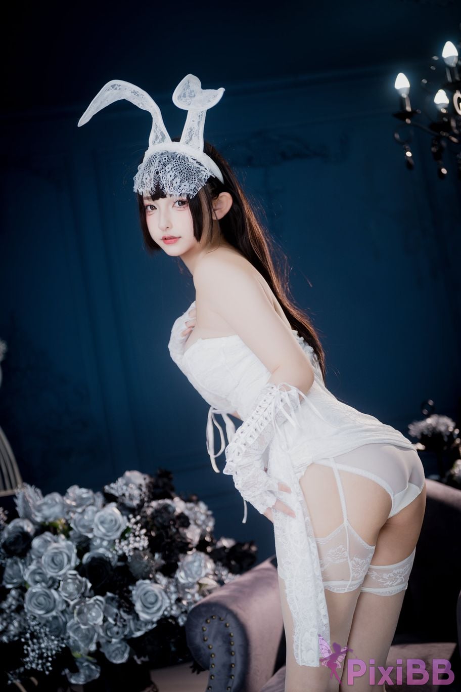 Cosplayer Kagurazaka Midwinter white gauze fantasy PixiBB.COM 050
