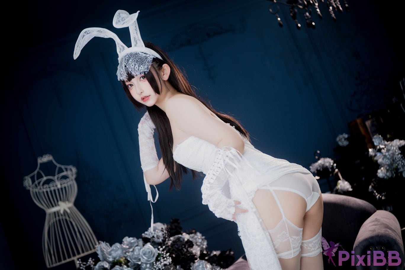 Cosplayer Kagurazaka Midwinter white gauze fantasy PixiBB.COM 052