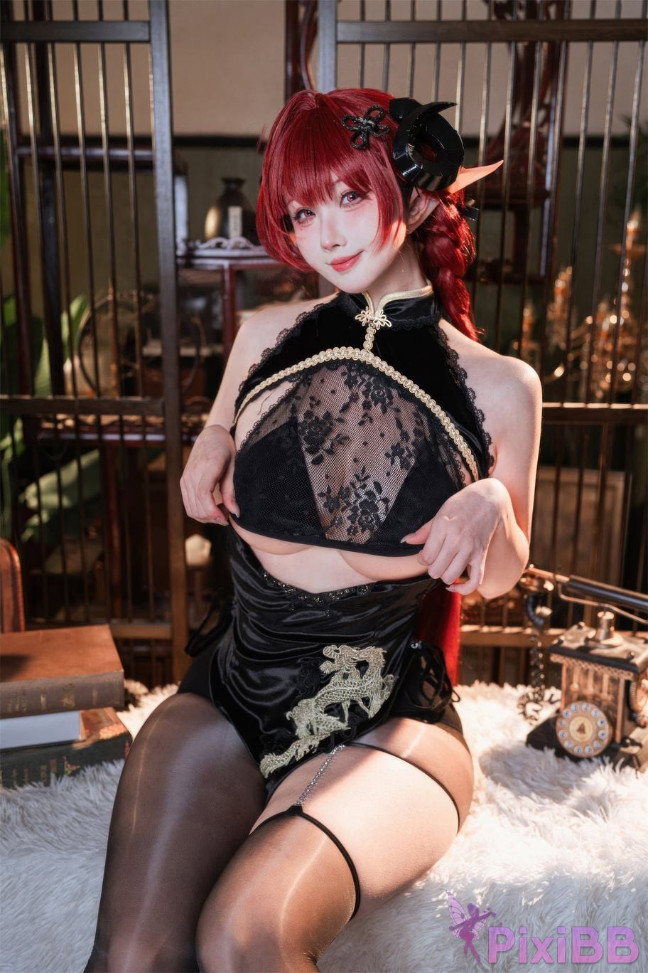 Cosplayer rioko Liangliangzi azur lane Hindenburg cheongsam Deep Pavilion Dance Theater PixiBB.COM 003