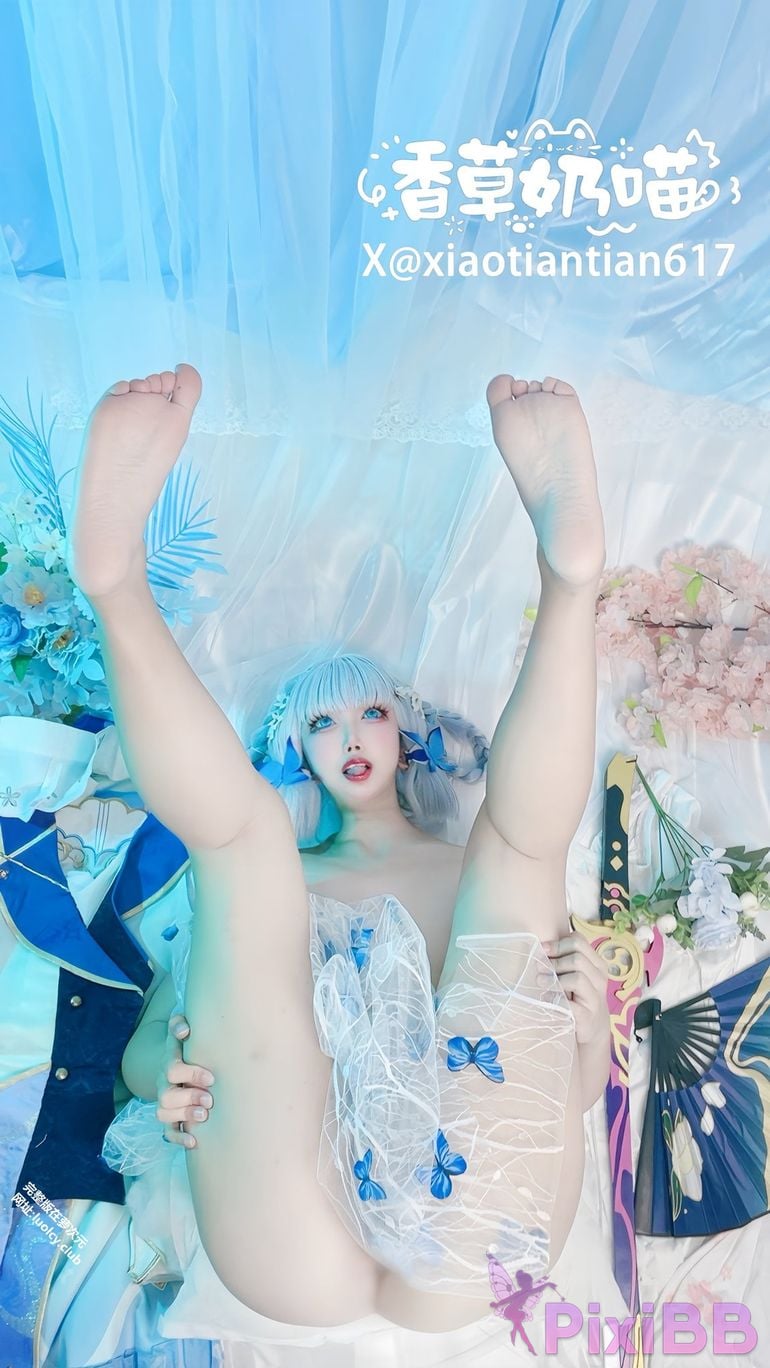 Cosplayer Vanilla Milk Meow Two tailed white tiger loli exposed outdoors PixiBB.COM 229