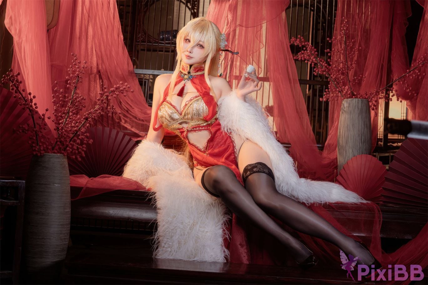 Cosplayer rioko Liangliangzi azur lane Resentment cheongsam Cup filled with fragrance PixiBB.COM 004