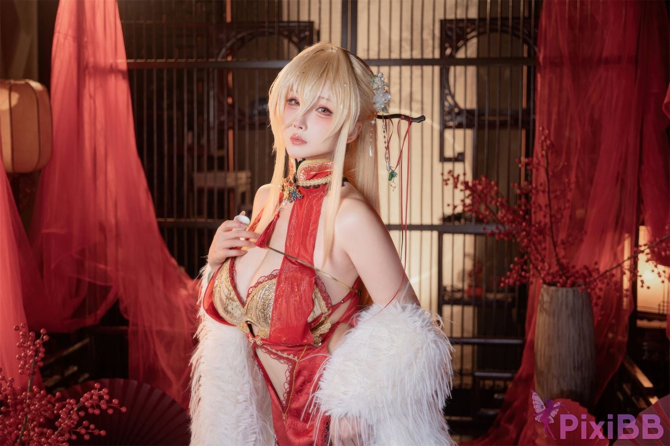 Cosplayer rioko Liangliangzi azur lane Resentment cheongsam Cup filled with fragrance PixiBB.COM 005