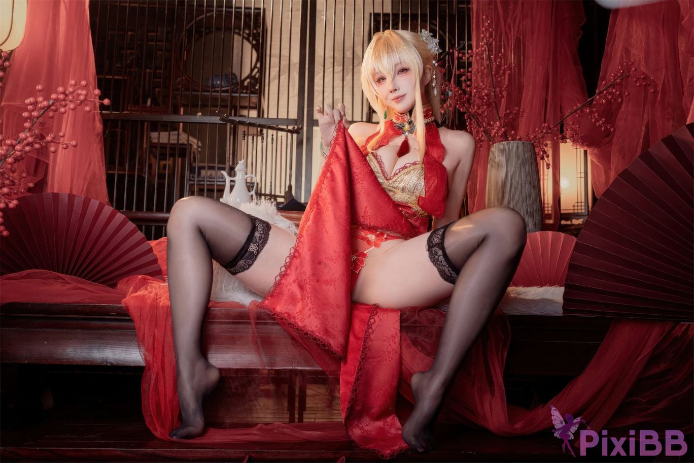 Cosplayer rioko Liangliangzi azur lane Resentment cheongsam Cup filled with fragrance PixiBB.COM 009