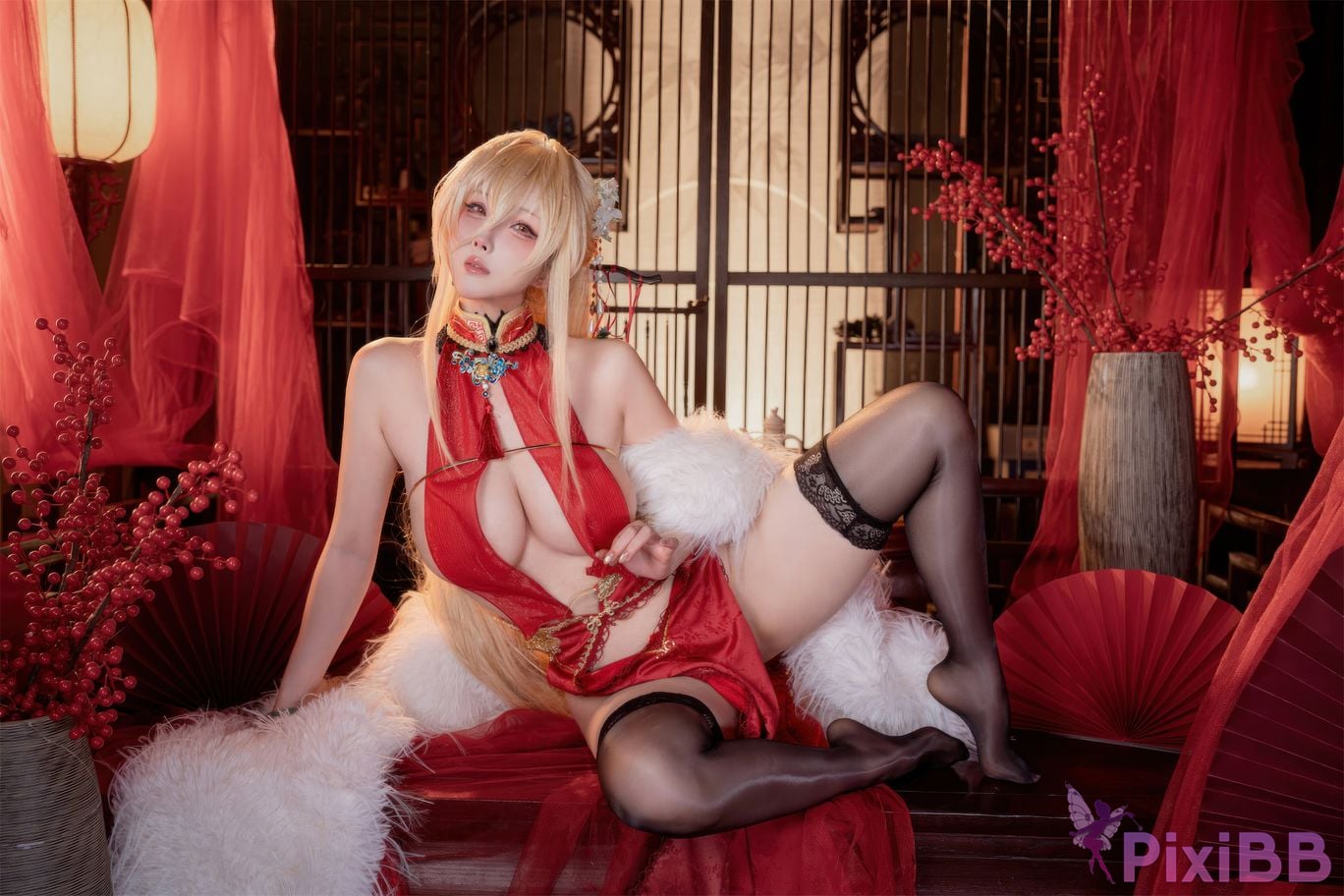 Cosplayer rioko Liangliangzi azur lane Resentment cheongsam Cup filled with fragrance PixiBB.COM 010