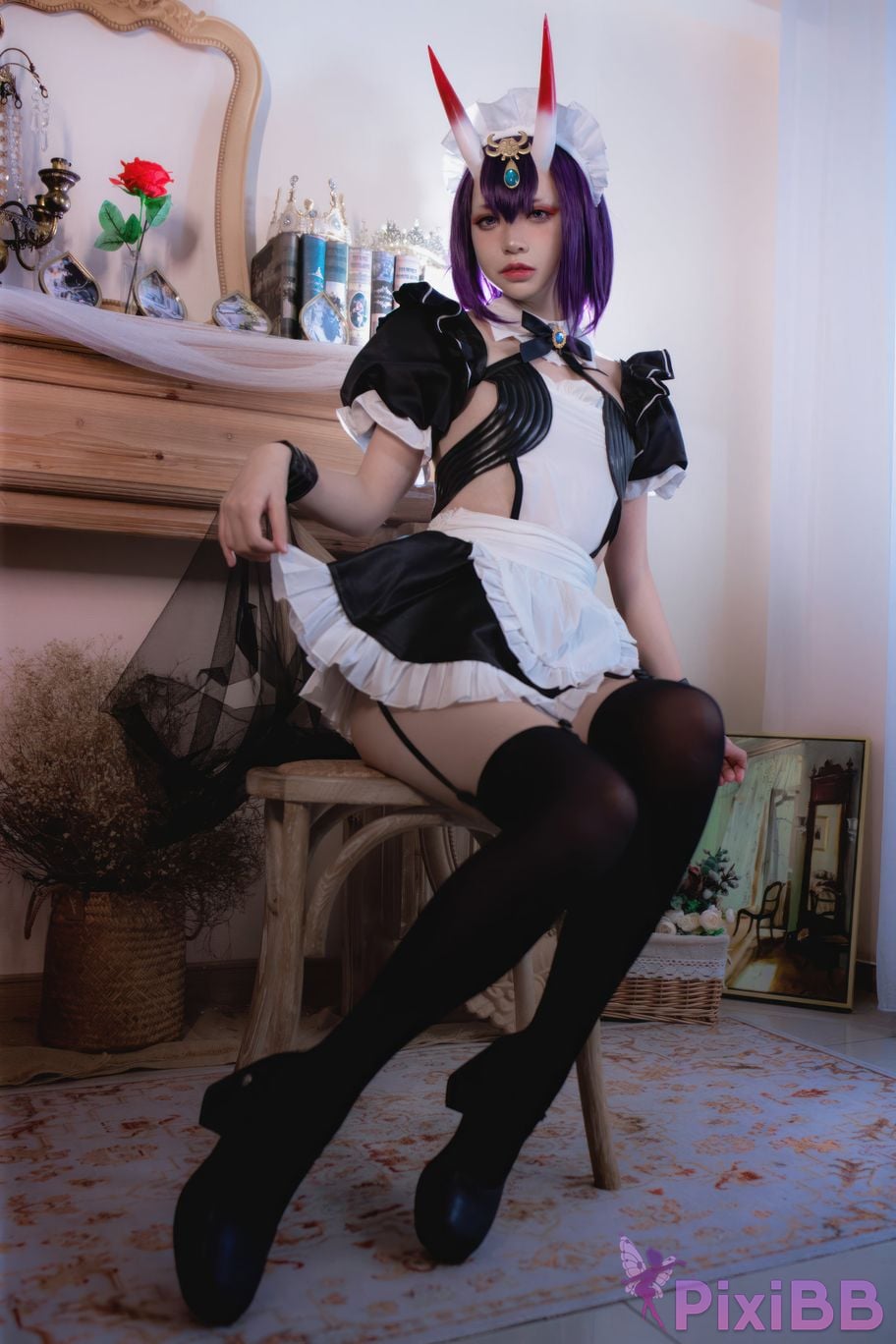 Cosplayer crazy cat ss Drinking girl maid PixiBB.COM 007
