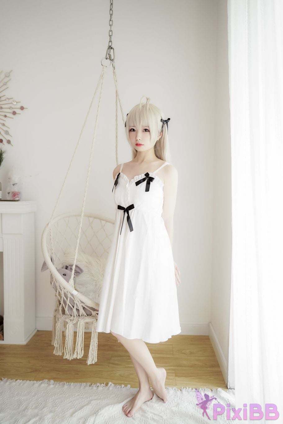 Cosplayer One hundred thousand precious volts Qiongmei white dress PixiBB.COM 003