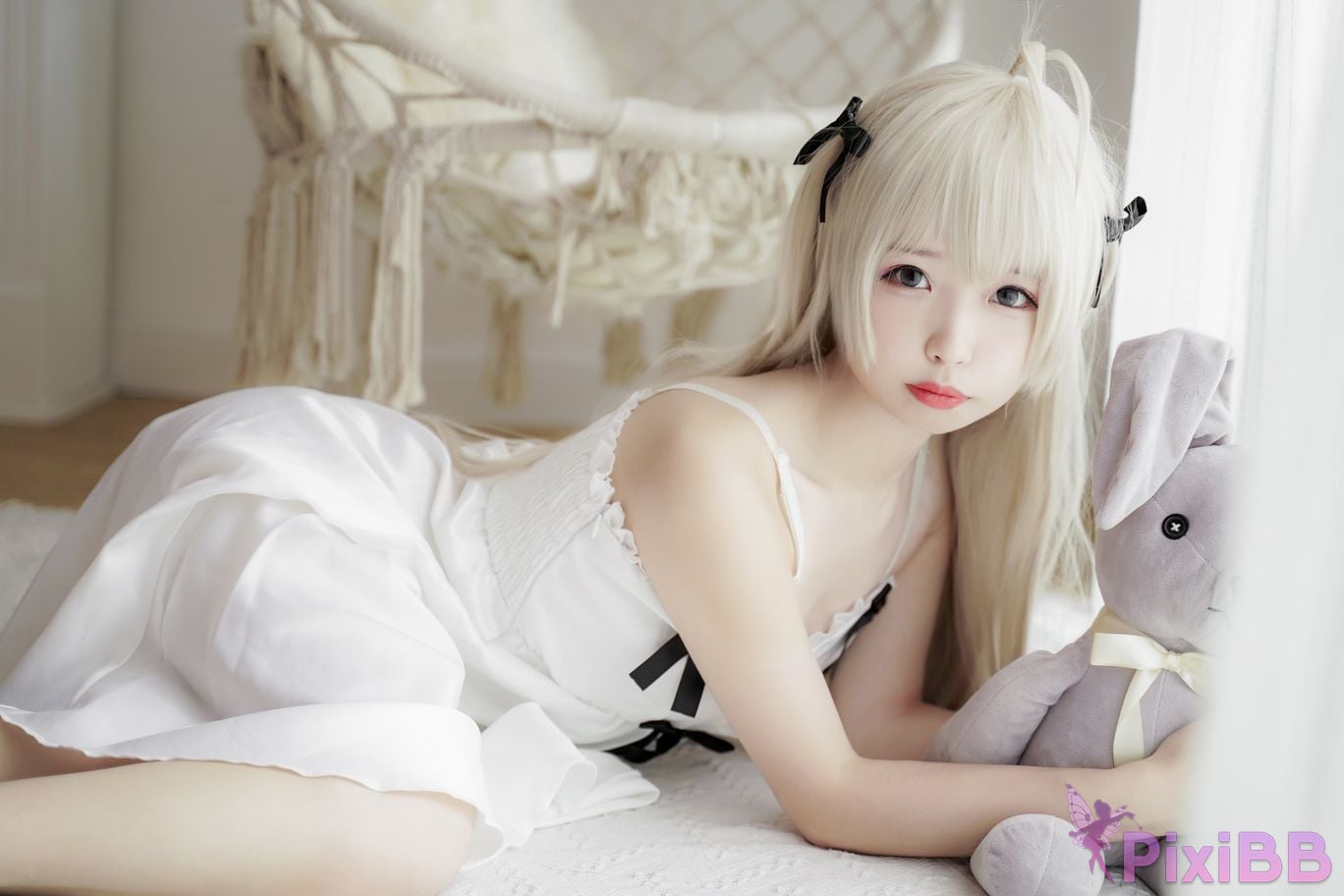 Cosplayer One hundred thousand precious volts Qiongmei white dress PixiBB.COM 007
