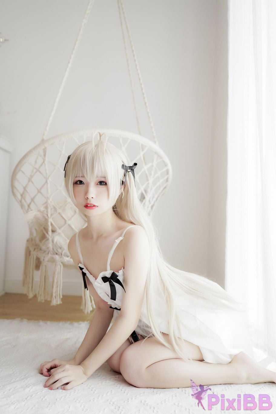 Cosplayer One hundred thousand precious volts Qiongmei white dress PixiBB.COM 011
