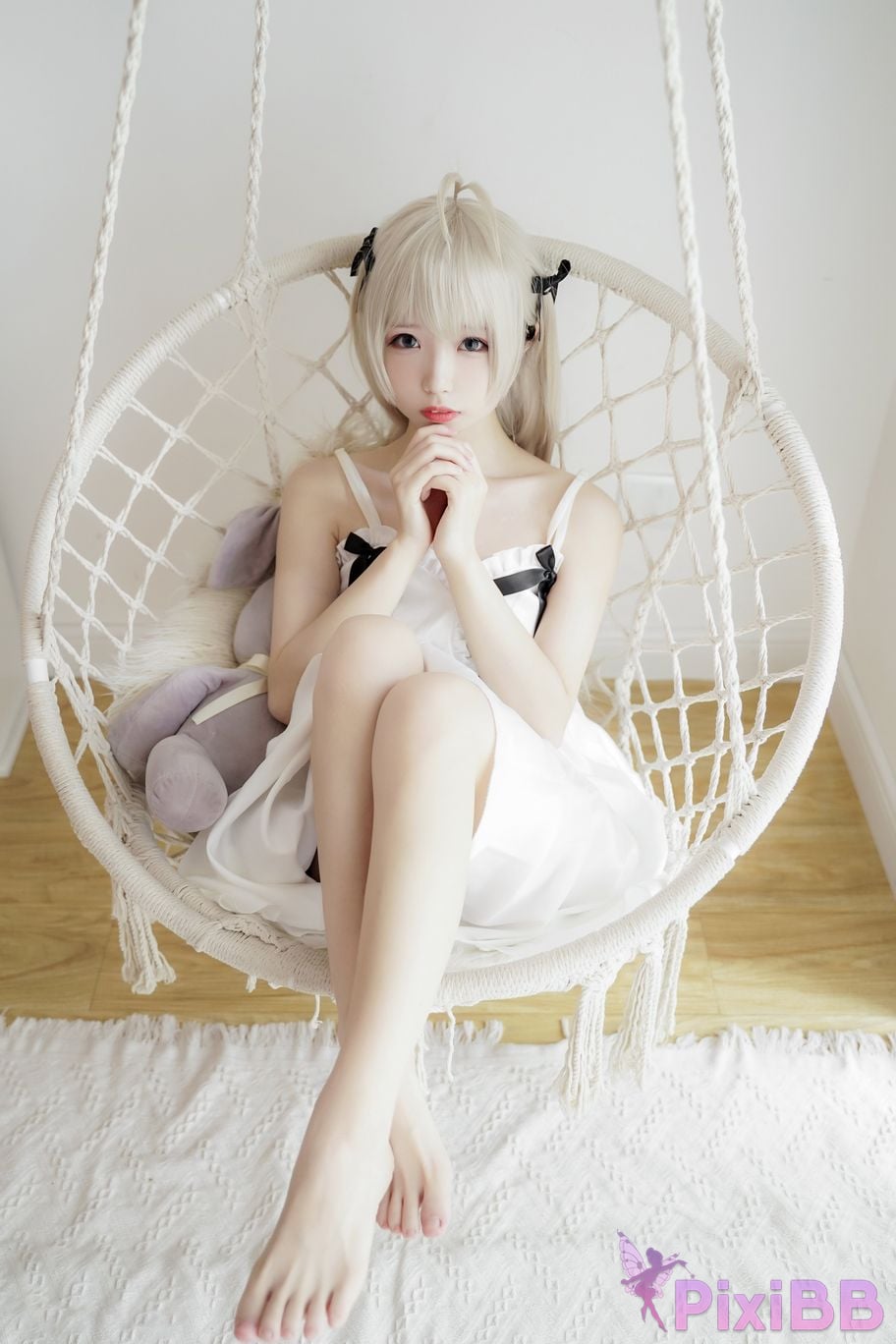 Cosplayer One hundred thousand precious volts Qiongmei white dress PixiBB.COM 014