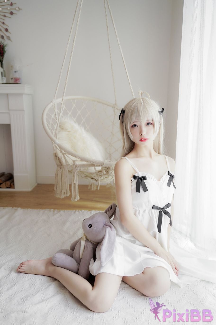 Cosplayer One hundred thousand precious volts Qiongmei white dress PixiBB.COM 015