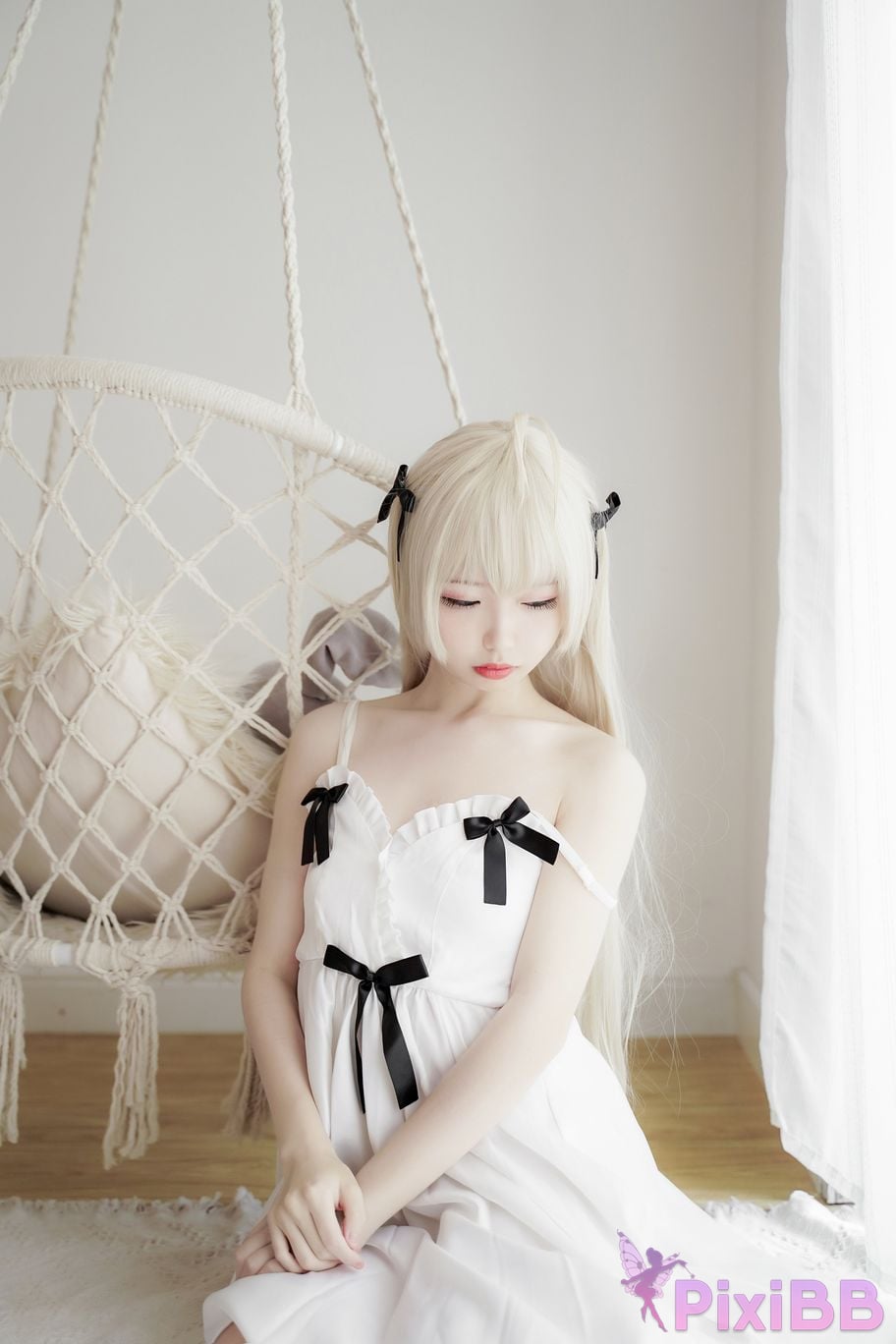Cosplayer One hundred thousand precious volts Qiongmei white dress PixiBB.COM 016