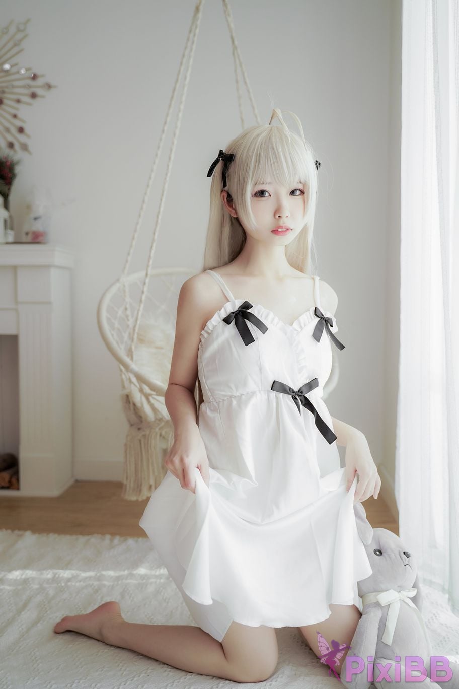 Cosplayer One hundred thousand precious volts Qiongmei white dress PixiBB.COM 019
