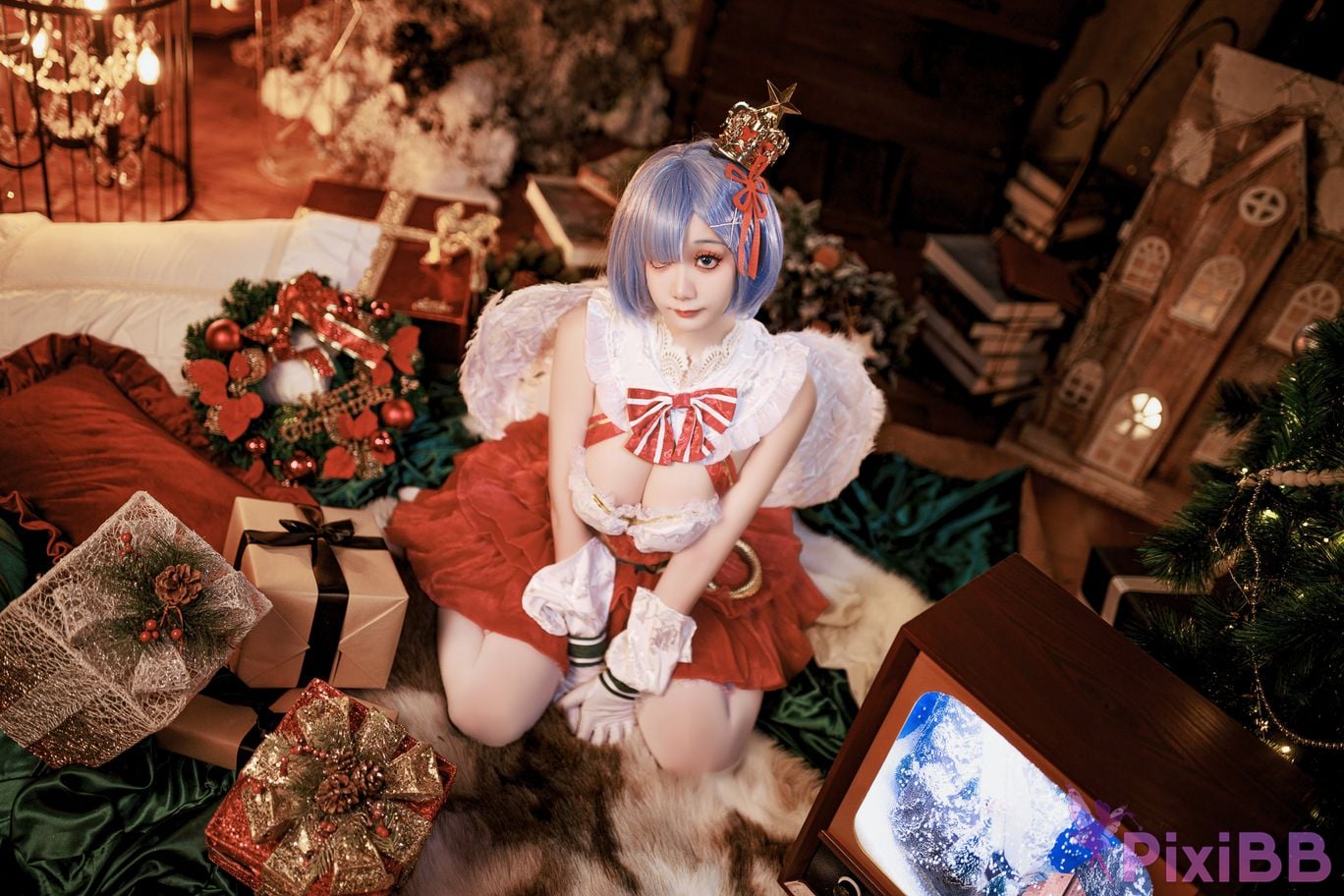 Cosplayer A Xuexue Christmas little angel Rem PixiBB.COM 002