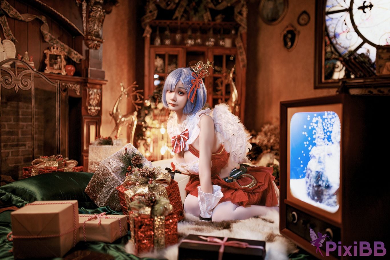 Cosplayer A Xuexue Christmas little angel Rem PixiBB.COM 003