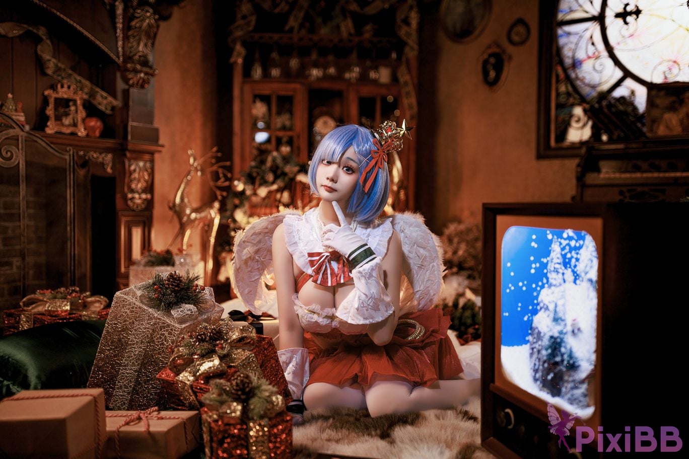 Cosplayer A Xuexue Christmas little angel Rem PixiBB.COM 004