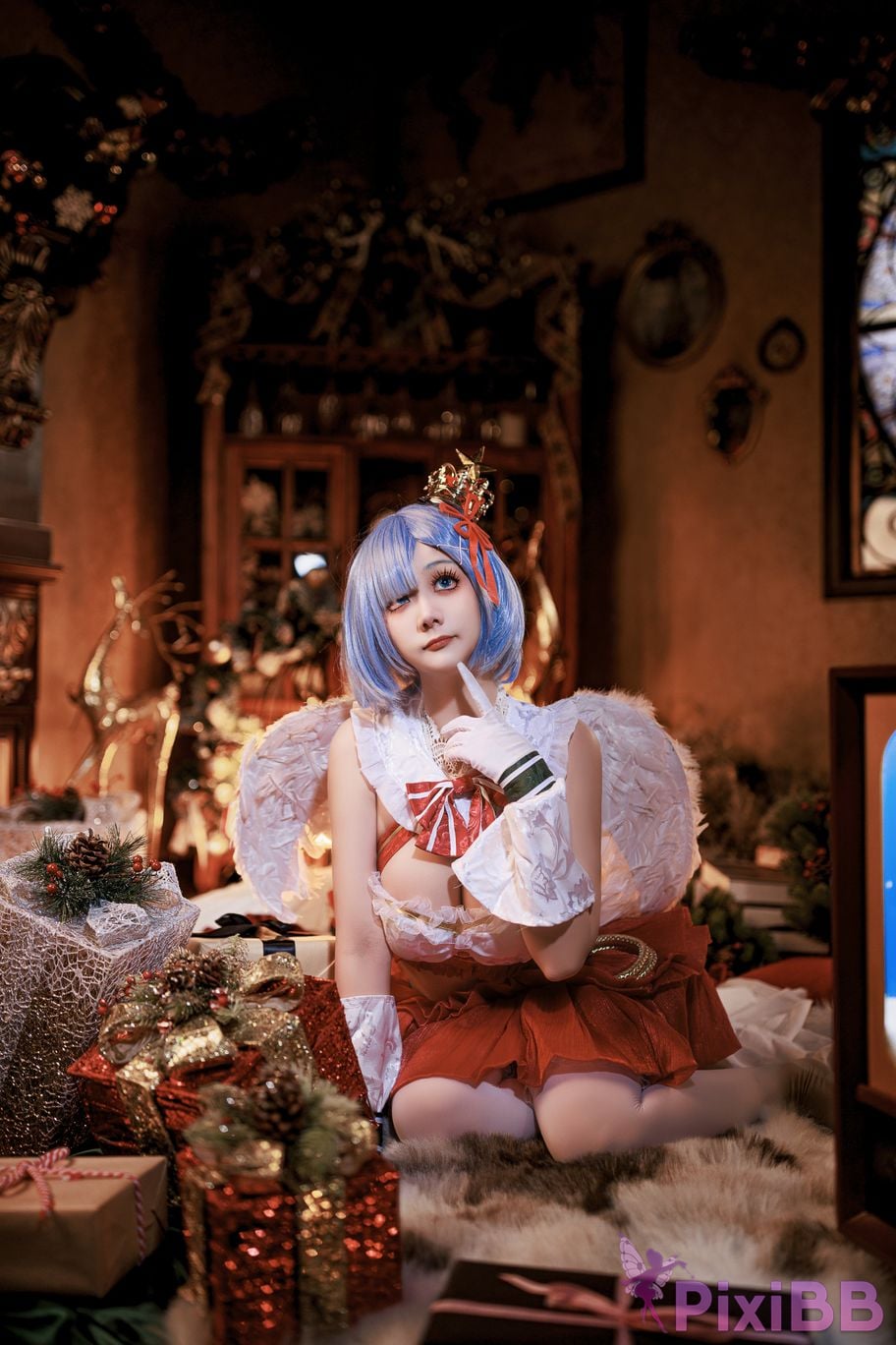 Cosplayer A Xuexue Christmas little angel Rem PixiBB.COM 005