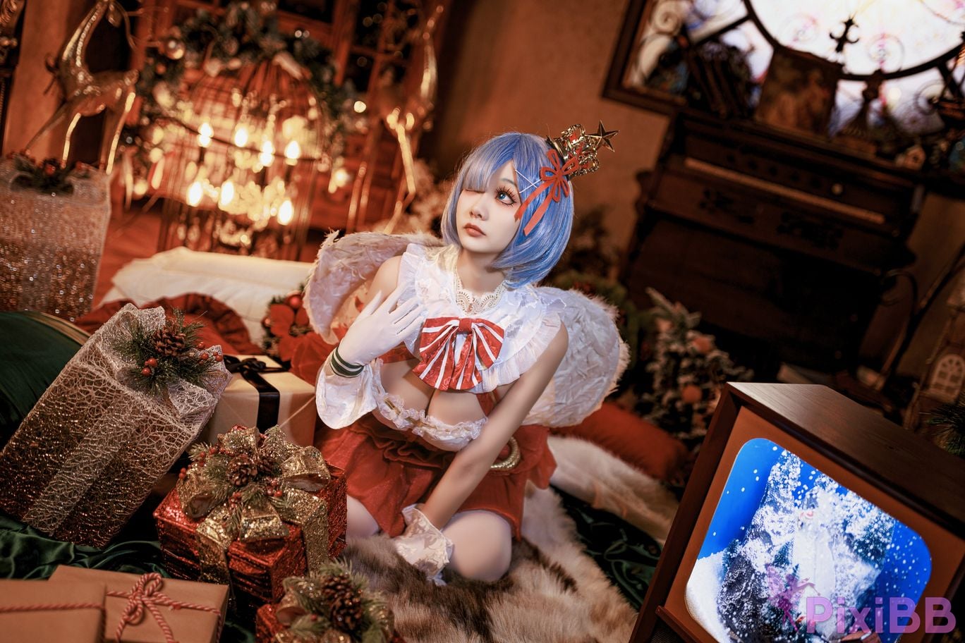 Cosplayer A Xuexue Christmas little angel Rem PixiBB.COM 008