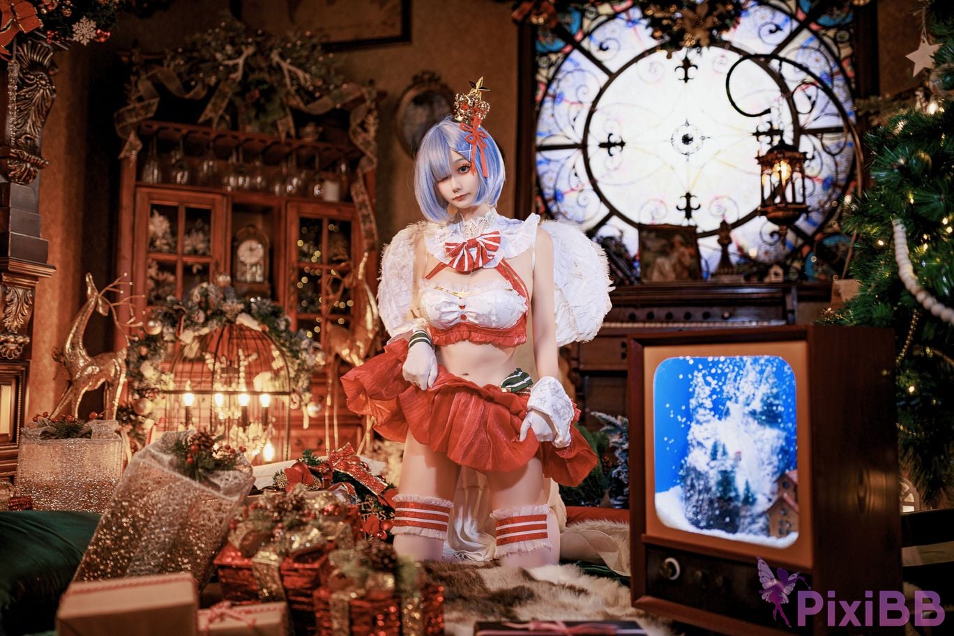 Cosplayer A Xuexue Christmas little angel Rem PixiBB.COM 011
