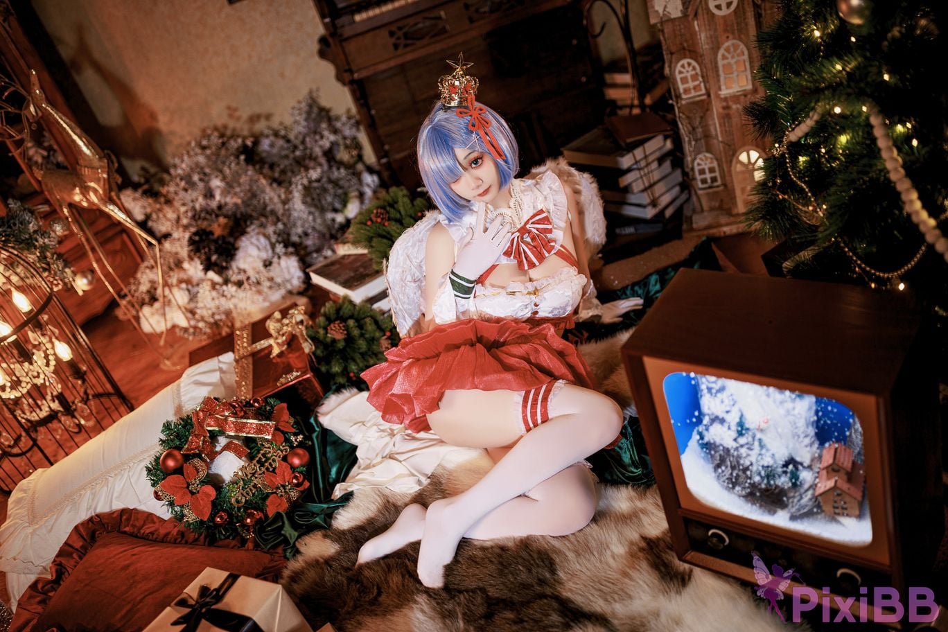 Cosplayer A Xuexue Christmas little angel Rem PixiBB.COM 021