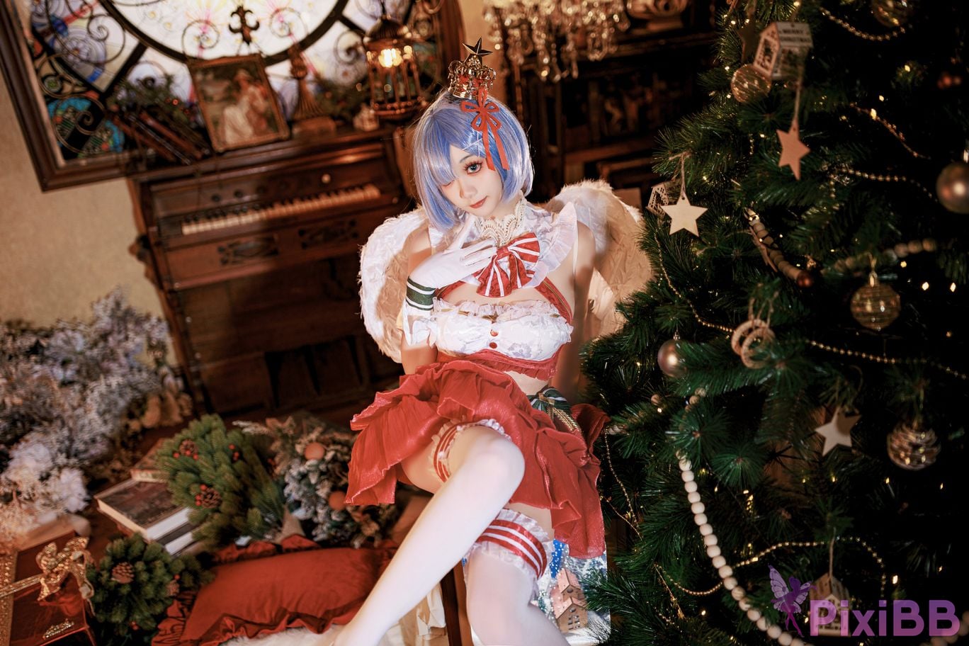 Cosplayer A Xuexue Christmas little angel Rem PixiBB.COM 032