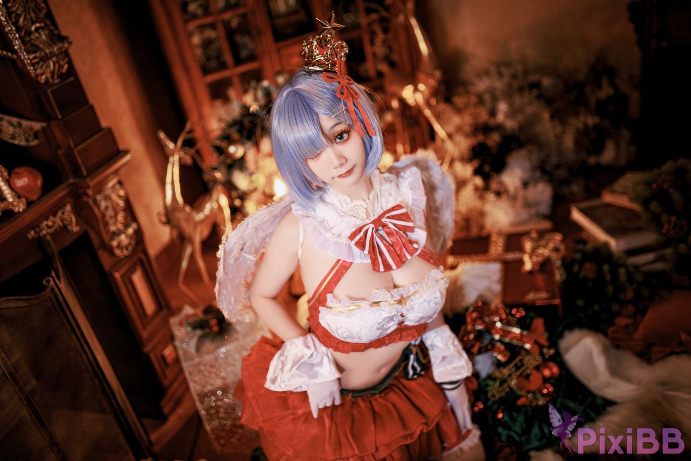 Cosplayer A Xuexue Christmas little angel Rem PixiBB.COM 033