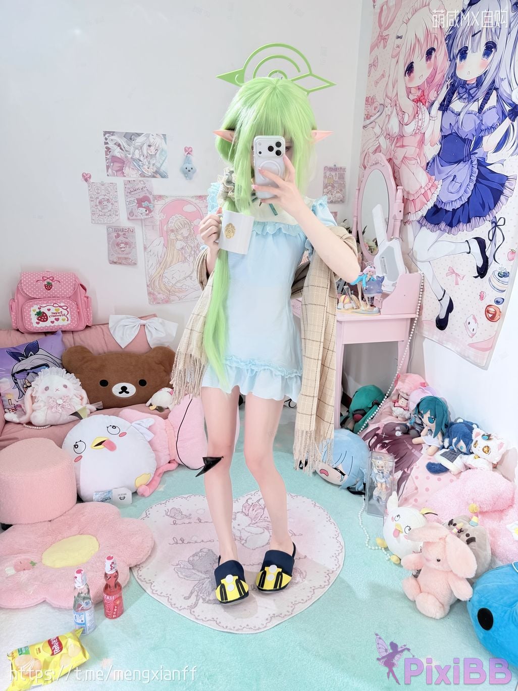 Cosplayer Somezo ran3 Blue Archive Xiaowang Xiaoguang pajamas PixiBB.COM 001