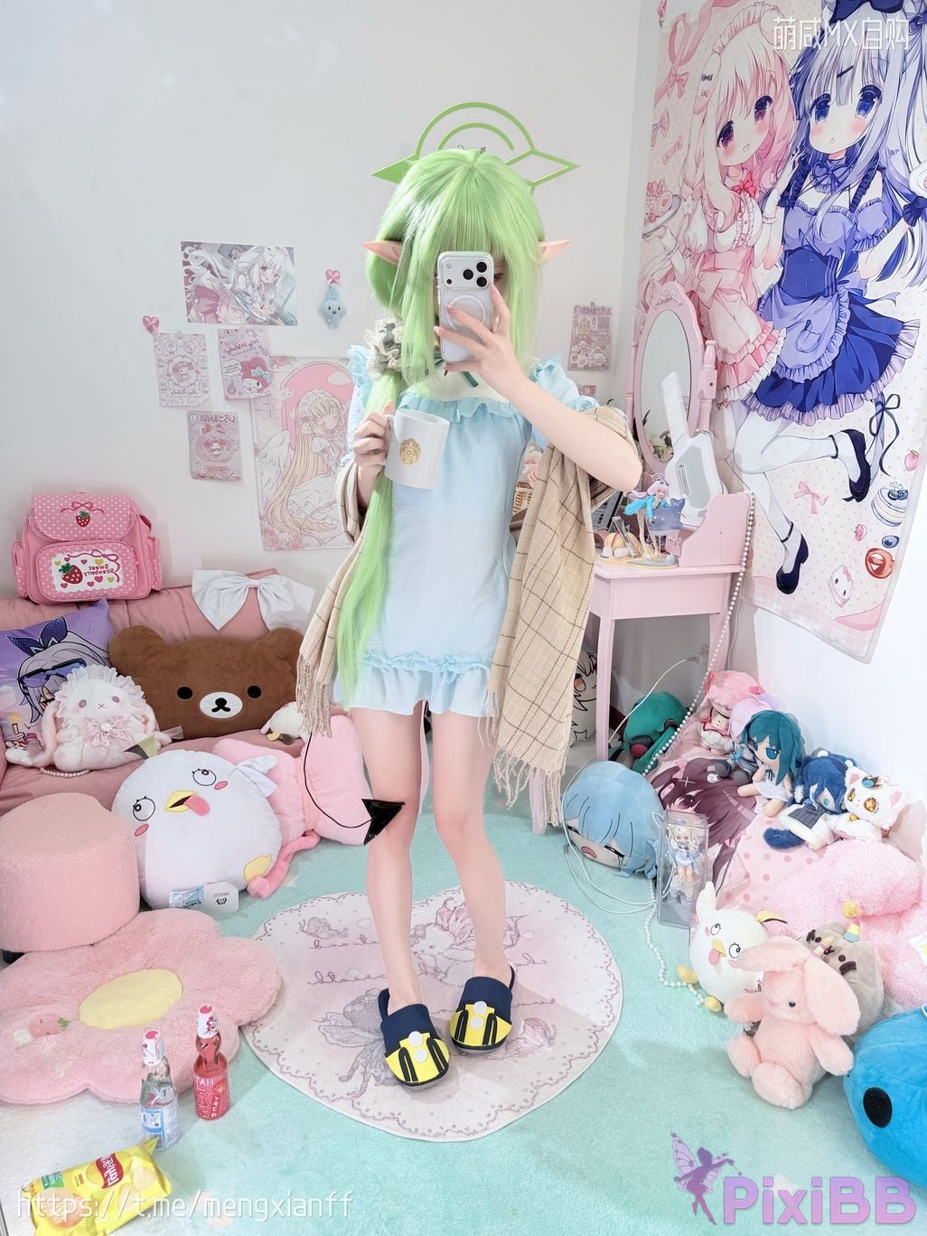 Cosplayer Somezo ran3 Blue Archive Xiaowang Xiaoguang pajamas PixiBB.COM 002