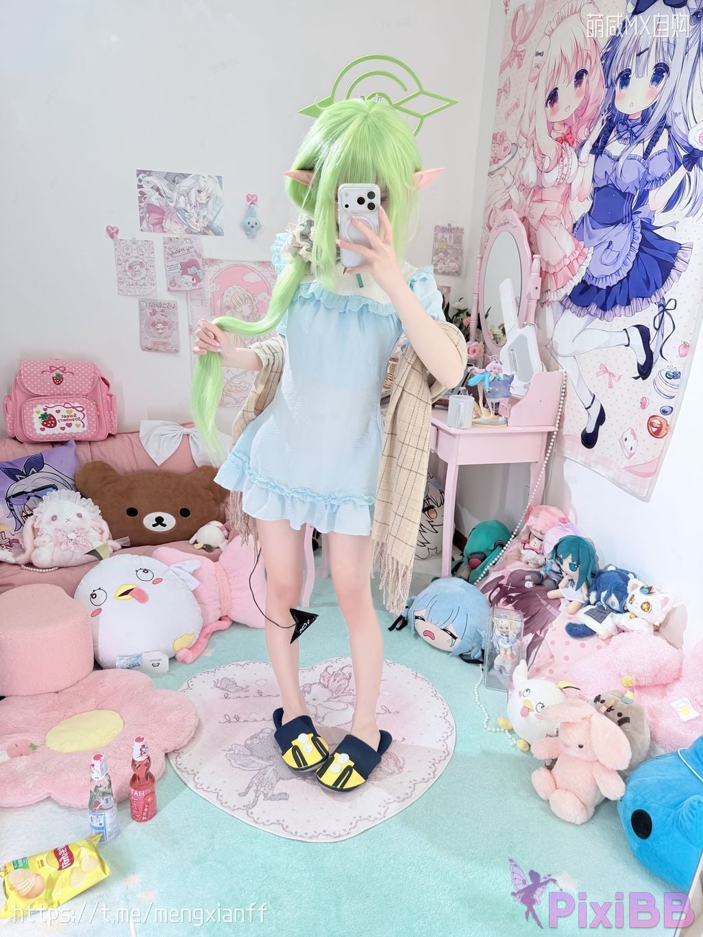 Cosplayer Somezo ran3 Blue Archive Xiaowang Xiaoguang pajamas PixiBB.COM 006
