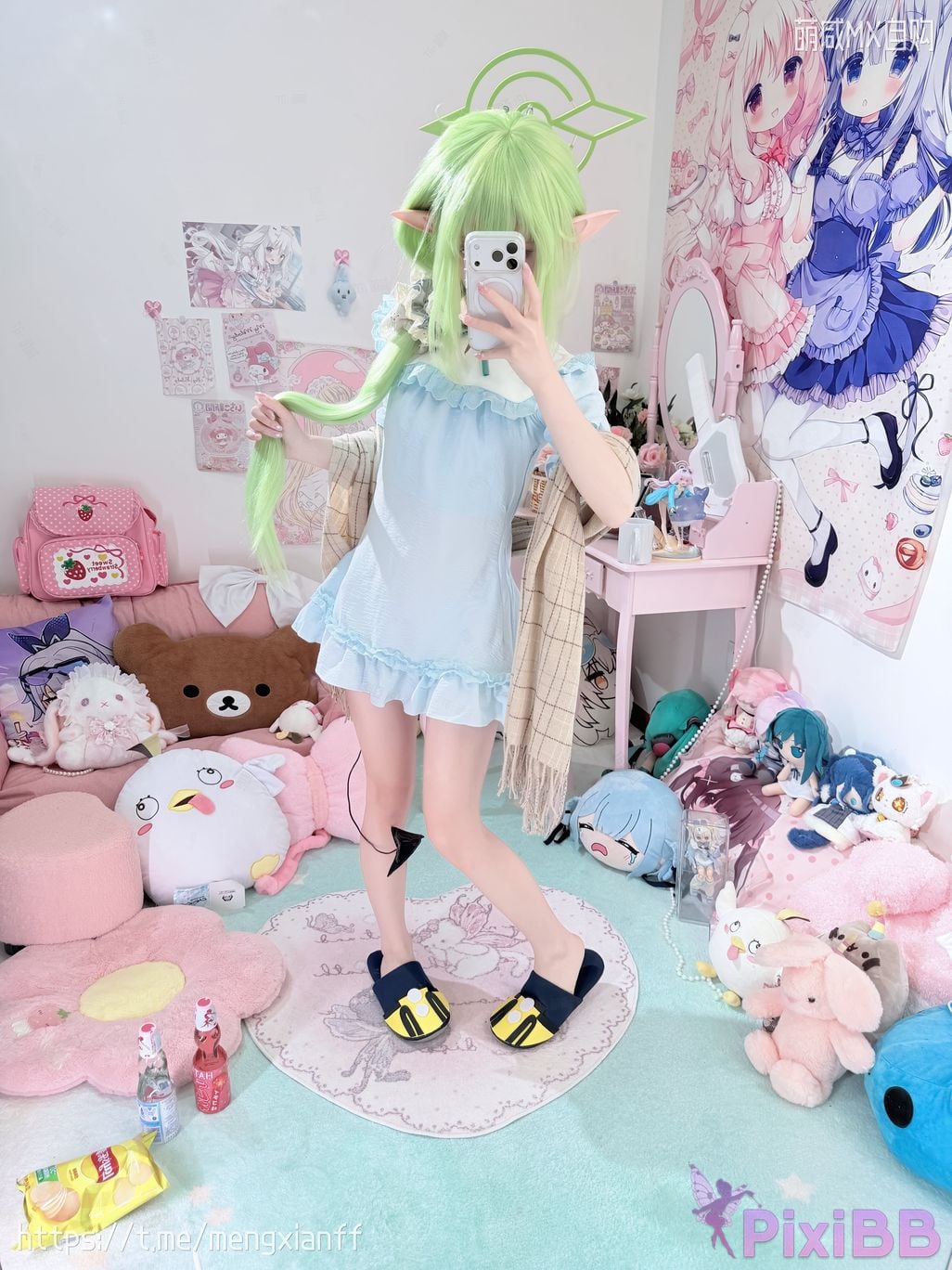 Cosplayer Somezo ran3 Blue Archive Xiaowang Xiaoguang pajamas PixiBB.COM 007