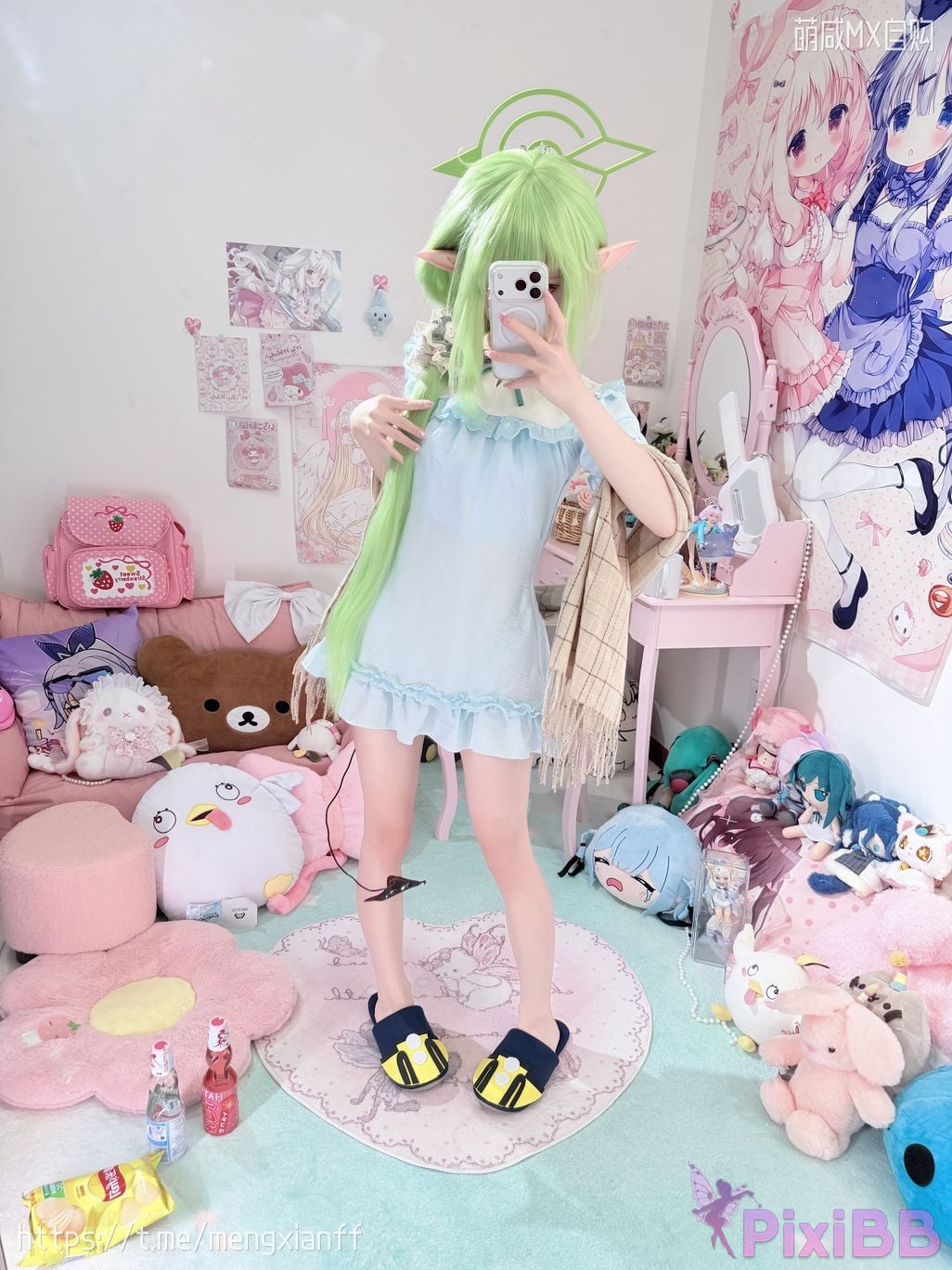 Cosplayer Somezo ran3 Blue Archive Xiaowang Xiaoguang pajamas PixiBB.COM 010