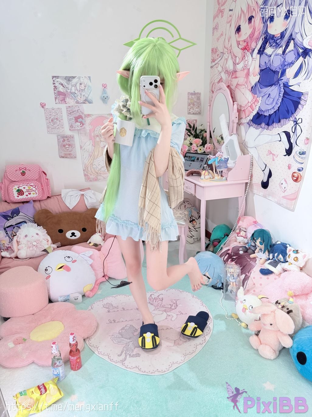 Cosplayer Somezo ran3 Blue Archive Xiaowang Xiaoguang pajamas PixiBB.COM 012