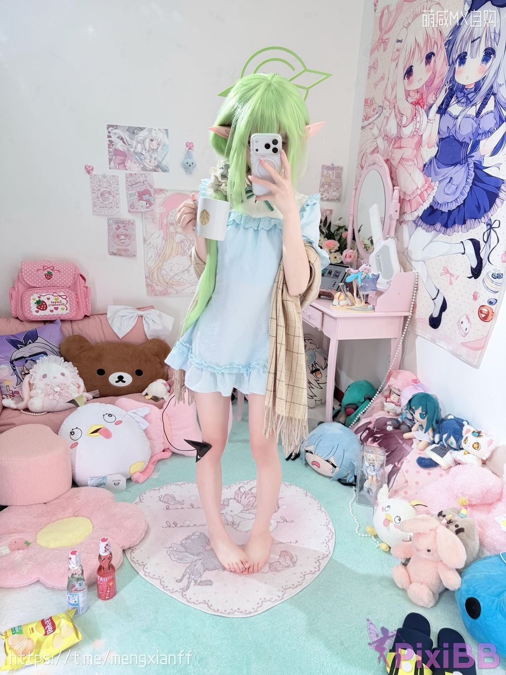 Cosplayer Somezo ran3 Blue Archive Xiaowang Xiaoguang pajamas PixiBB.COM 016