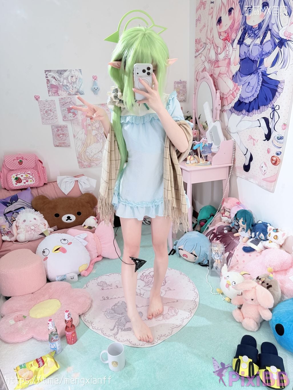 Cosplayer Somezo ran3 Blue Archive Xiaowang Xiaoguang pajamas PixiBB.COM 020