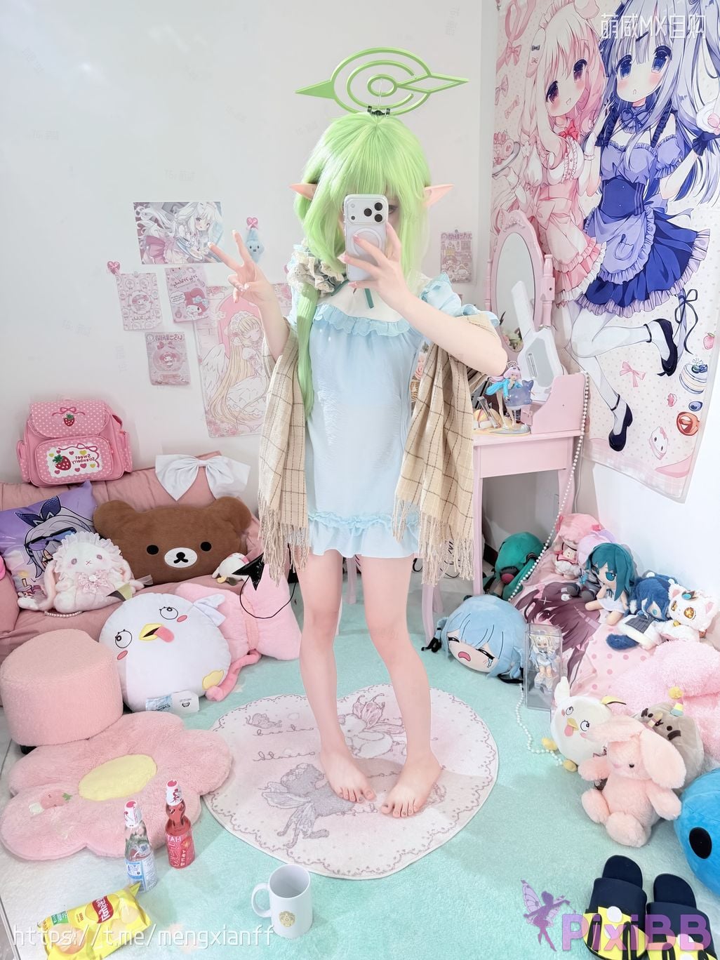 Cosplayer Somezo ran3 Blue Archive Xiaowang Xiaoguang pajamas PixiBB.COM 021