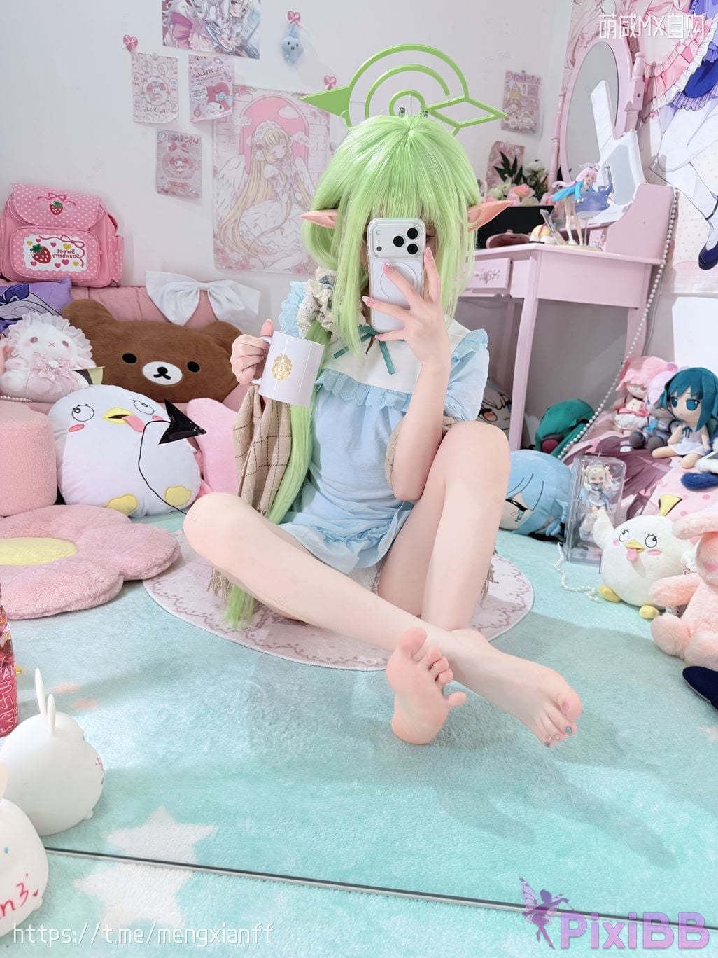 Cosplayer Somezo ran3 Blue Archive Xiaowang Xiaoguang pajamas PixiBB.COM 029
