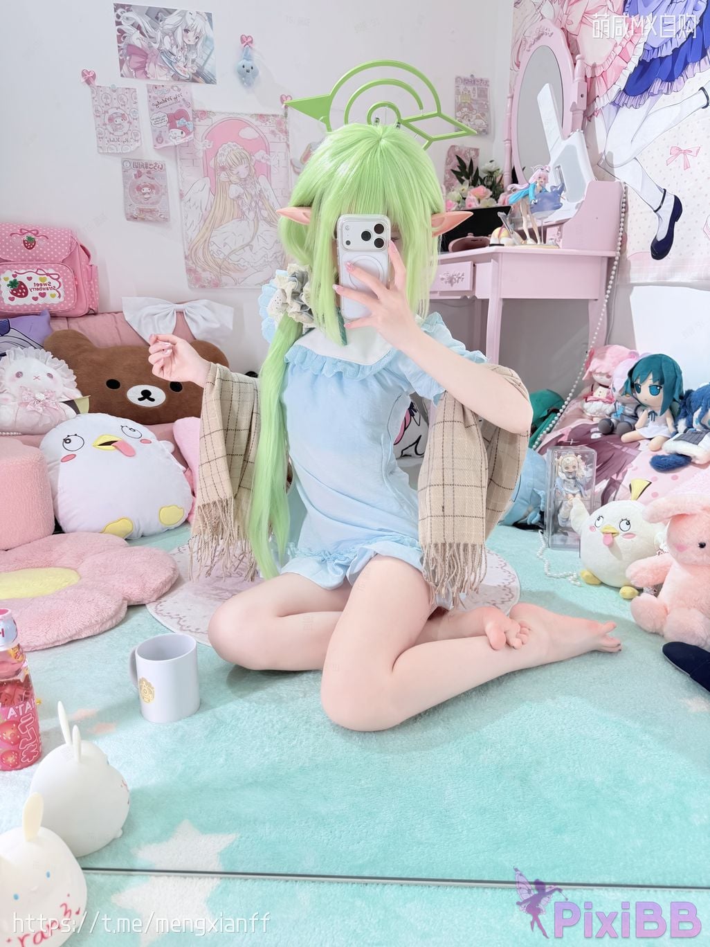 Cosplayer Somezo ran3 Blue Archive Xiaowang Xiaoguang pajamas PixiBB.COM 031