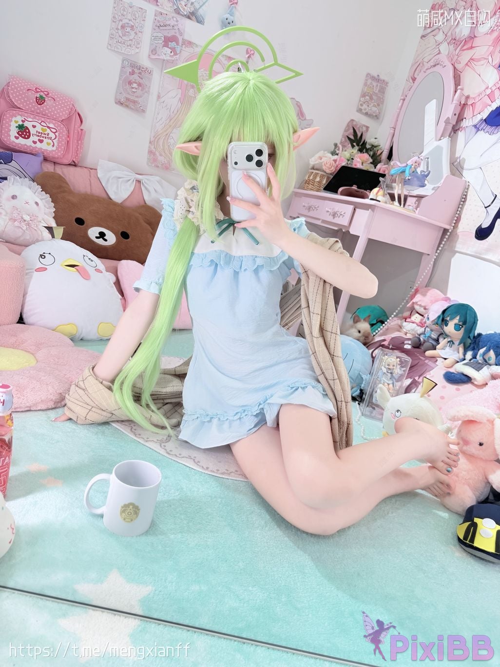 Cosplayer Somezo ran3 Blue Archive Xiaowang Xiaoguang pajamas PixiBB.COM 040