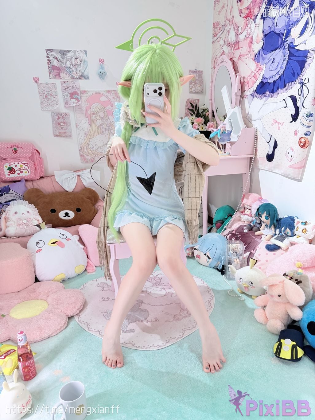 Cosplayer Somezo ran3 Blue Archive Xiaowang Xiaoguang pajamas PixiBB.COM 044