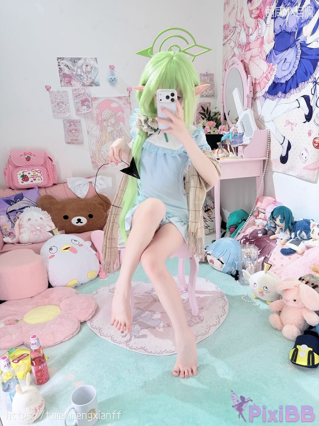 Cosplayer Somezo ran3 Blue Archive Xiaowang Xiaoguang pajamas PixiBB.COM 045